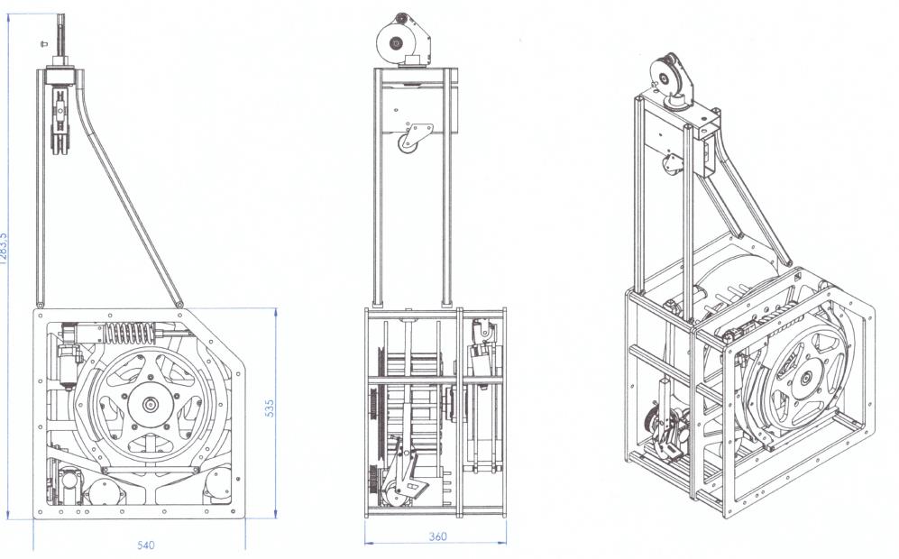 Fig. 2 Technical drawings and dimensions of the T2